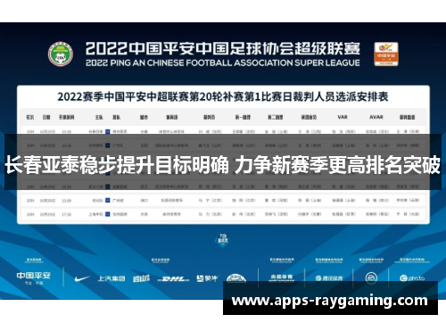 长春亚泰稳步提升目标明确 力争新赛季更高排名突破